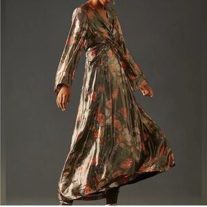 NWT Stunning Metallic Floral Cabellero x Anthropologie Maxi Dress XSP